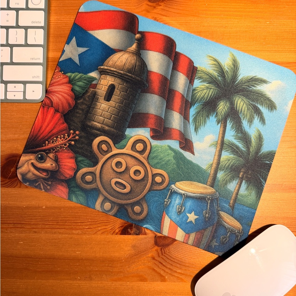 Island Vibes Mouse Pad with Flag and Drums